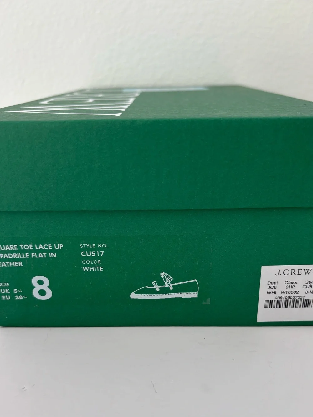 J.Crew Sophie Lace-Up Espadrilles NWT White Gingham Adjustable Ribbon Size 8